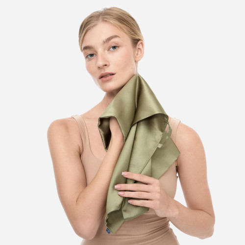 [outlet] Шовковий рушник для обличчя 50*40см - Оливковий 